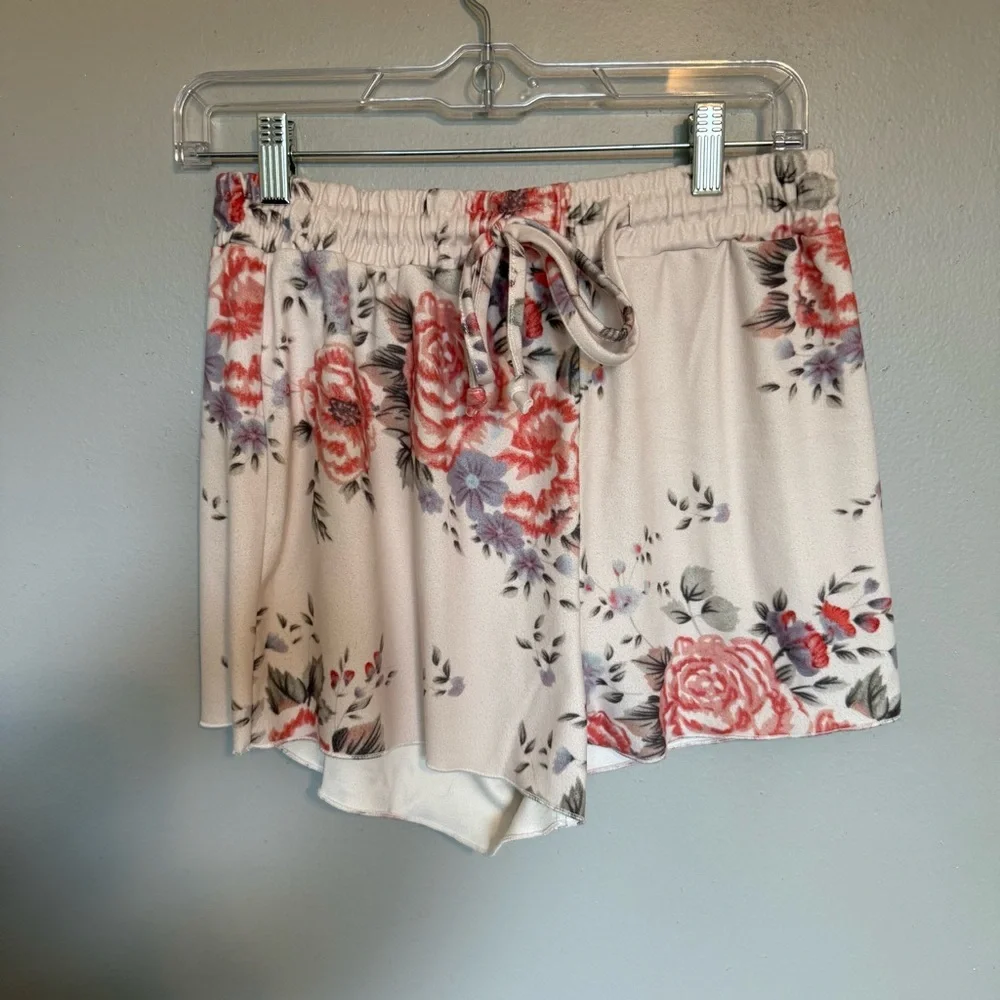Pajama Lot Womens L Sleep Shirt Shorts Bottoms Fleece Ultra Soft Floral Set Lux - Picture 9 of 13